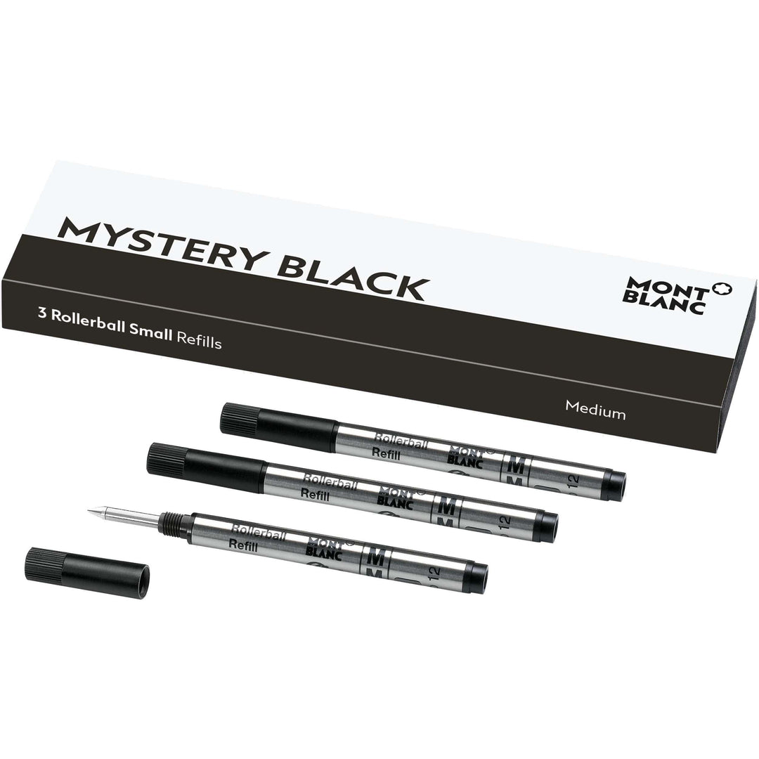 Montblanc 3 små refills til rollerball M tip Mystery Black sort 128240 - Capodagli 1937