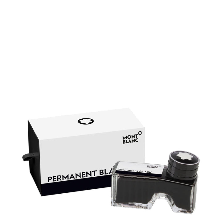 Montblanc ink bottle 60ml Permanent Black DIN ISO 14145-2 indelible black 128196 - Capodagli 1937