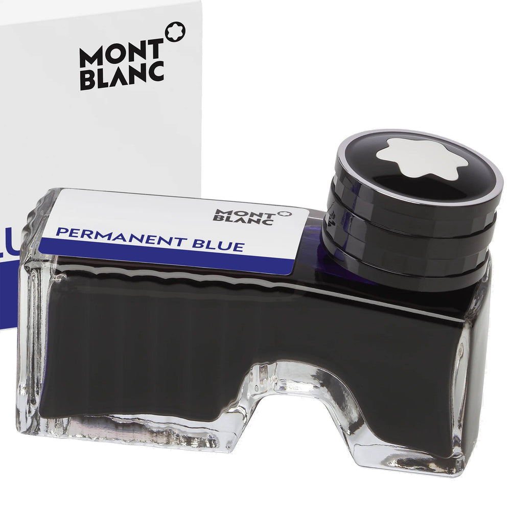 Montblanc bläckflaska 60ml Permanent Blue DIN ISO 14145-2 outplånlig blå 128195 - Capodagli 1937