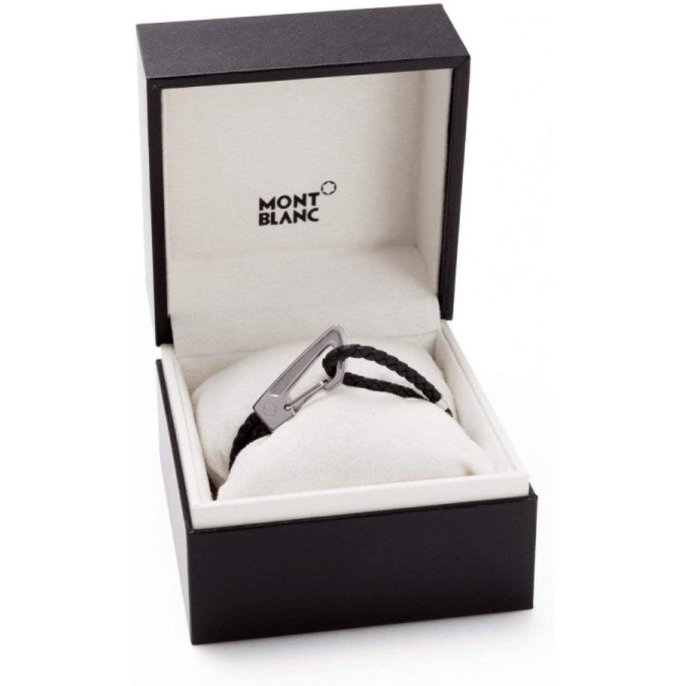Brățară Montblanc din piele țesătă neagră pentru bărbați, cu închidere din oțel, mărimea M 11499063 - Bijuterii Capodagli
