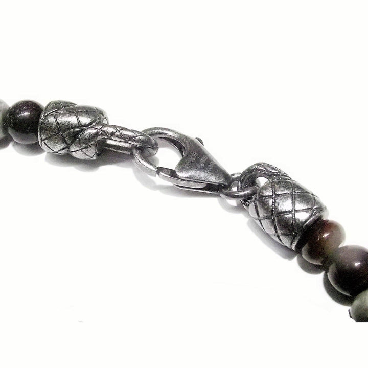 Bracelet Montblanc Wrap Me avec sphères oeil de tigre argent 925 taille L 12616368 - Capodagli 1937