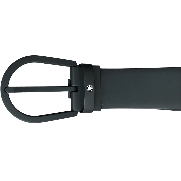 Montblanc vyö 35mm musta kumitettu solki ja musta kumitettu nahka 129431 - Capodagli 1937