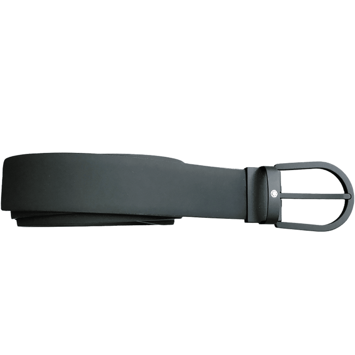 Montblanc vyö 35mm musta kumitettu solki ja musta kumitettu nahka 129431 - Capodagli 1937