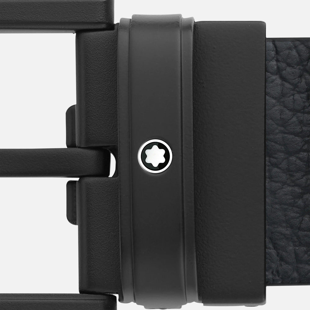 Cinturón Montblanc 35mm hebilla PVD negro cuero reversible negro/azul 131188 - Capodagli 1937
