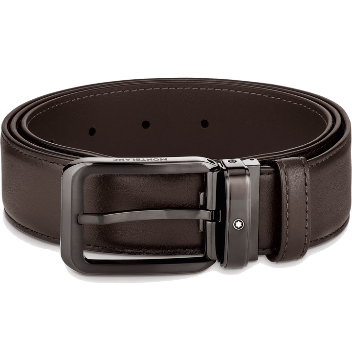 Cinturón Montblanc hebilla rectangular de 35 mm cuero marrón sombreado 129456 - Capodagli 1937
