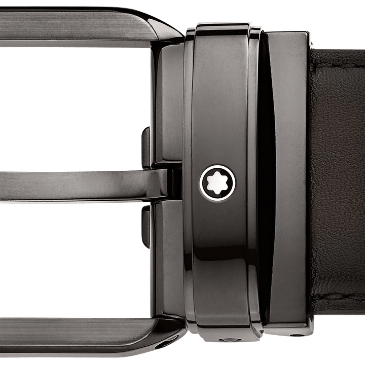 Cinturón Montblanc hebilla rectangular de 35 mm cuero marrón sombreado 129456 - Capodagli 1937