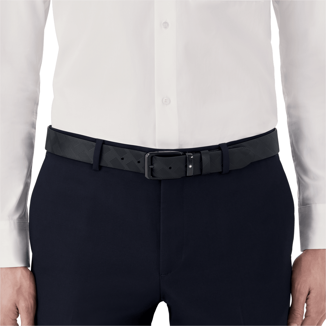 Cinturón Montblanc rectangular de 35 mm con hebilla de PVD negro reversible en piel Extreme 3.0 negro 130587 - Capodagli 1937