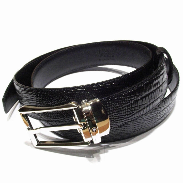 Montblanc Classic Line bælte 30mm rektangulært firbenprint spænde sort 118423 - Gioielleria Capodagli