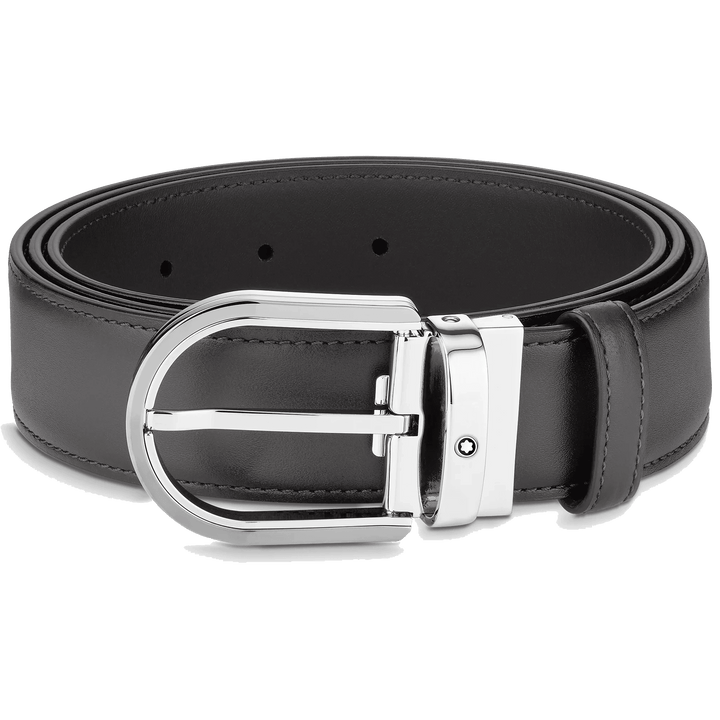 Montblanc 35 mm vyö harmaata nahkaa hevosenkenkäsoljella 129437 - Capodagli 1937