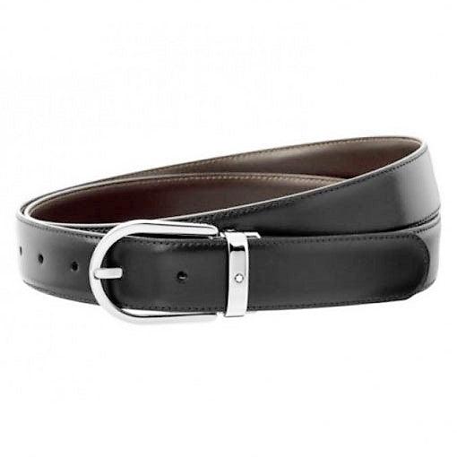 Montblanc herrbälte 30 mm hästskostiftsspänne polerad palladiumfinish 128135 - Capodagli 1937