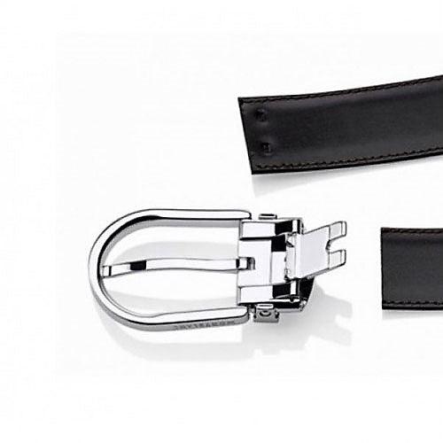 Montblanc herrbälte 30 mm hästskostiftsspänne polerad palladiumfinish 128135 - Capodagli 1937