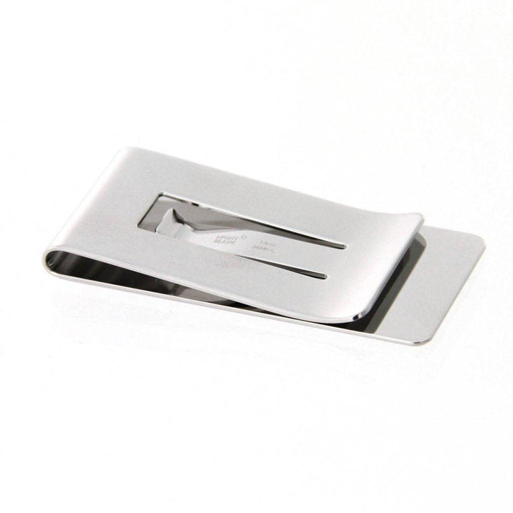 Montblanc stålpengarklämma med svart lackrand och Montblanc-gravyr 113027 - Capodagli 1937