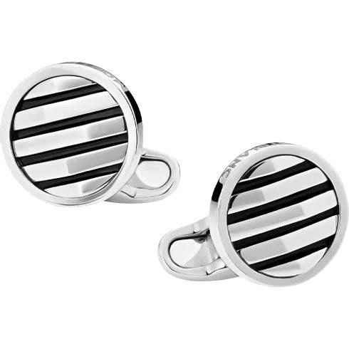 Montblanc stříbrné manžetové knoflíčky Sartorial Architectural černá geometrická vložka 123804 - Capodagli 1937