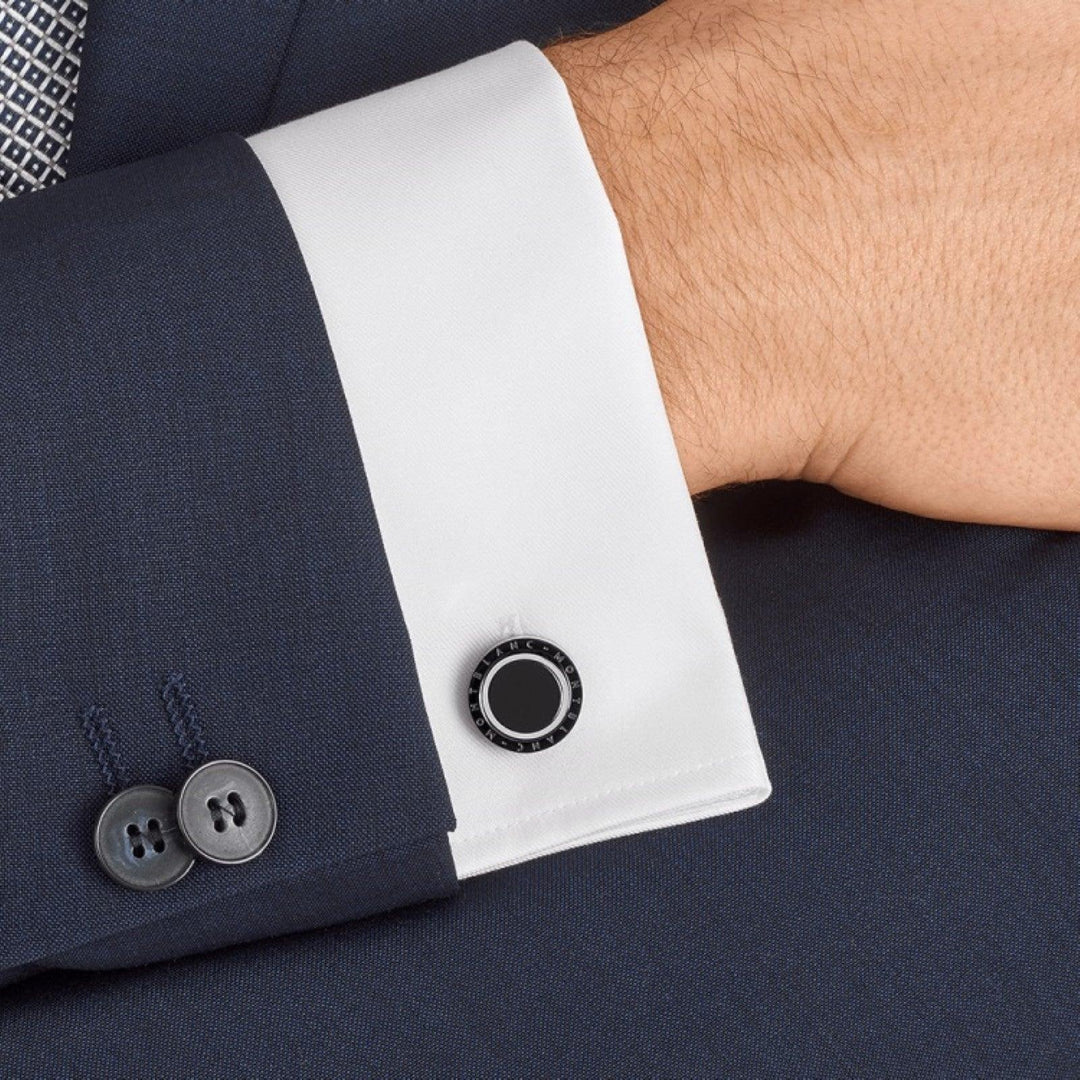 Spinki do mankietów Montblanc Meisterstuck stal onyksowa 116665 - Biżuteria Capodagli