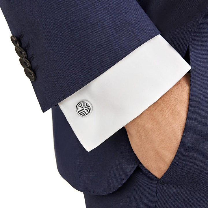 Abotoaduras redondas de aço Montblanc com motivo de impressão digital Sartorial 123800 - Joalharia Capodagli