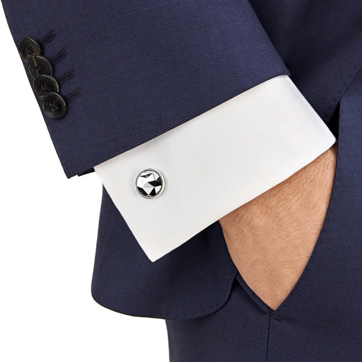 Gemelos Montblanc redondos en plata con inserción acabado rutenio negro 123803 - Joyería Capodagli