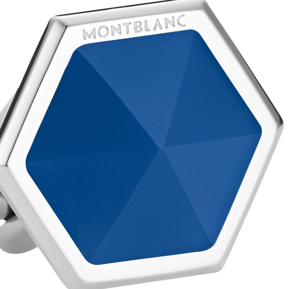 Montblanc Sartorial manchetknapper stål blå agat 118600 - Capodagli Jewellery