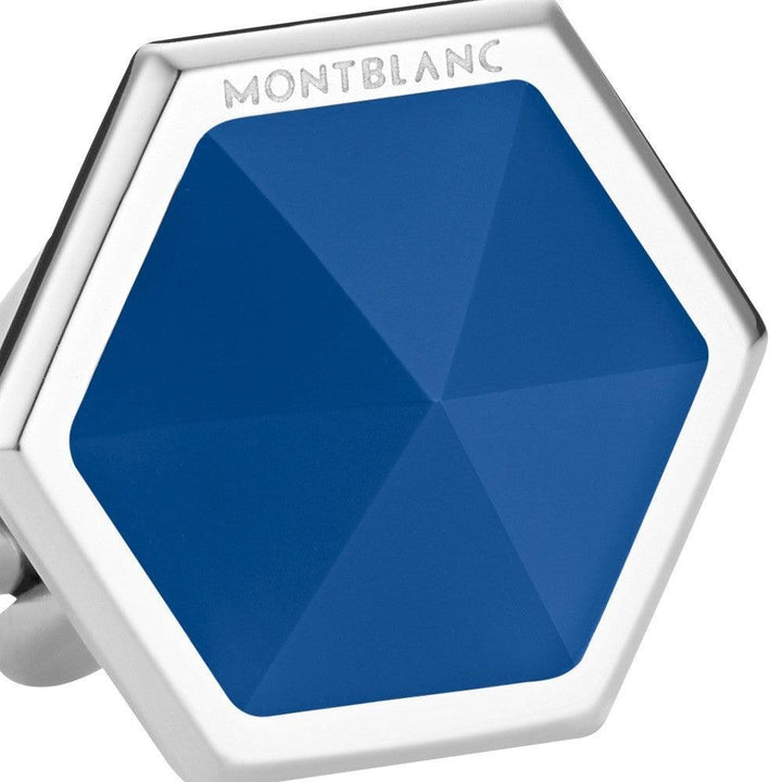 Manžetové knoflíčky Montblanc Sartorial ocelově modrý achát 118600 - Capodagli Jewellery