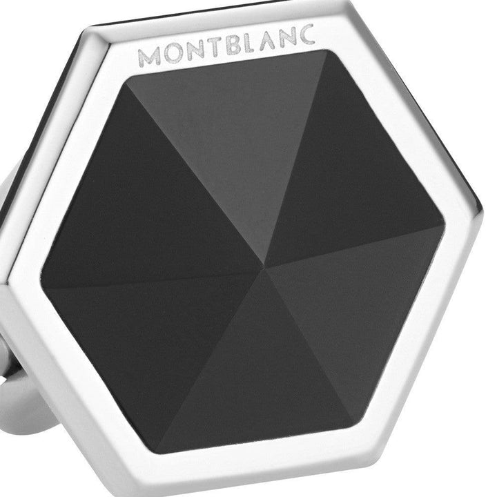 Montblanc manchetknopen Sartorial onyx staal 118599 - Capodagli Sieraden