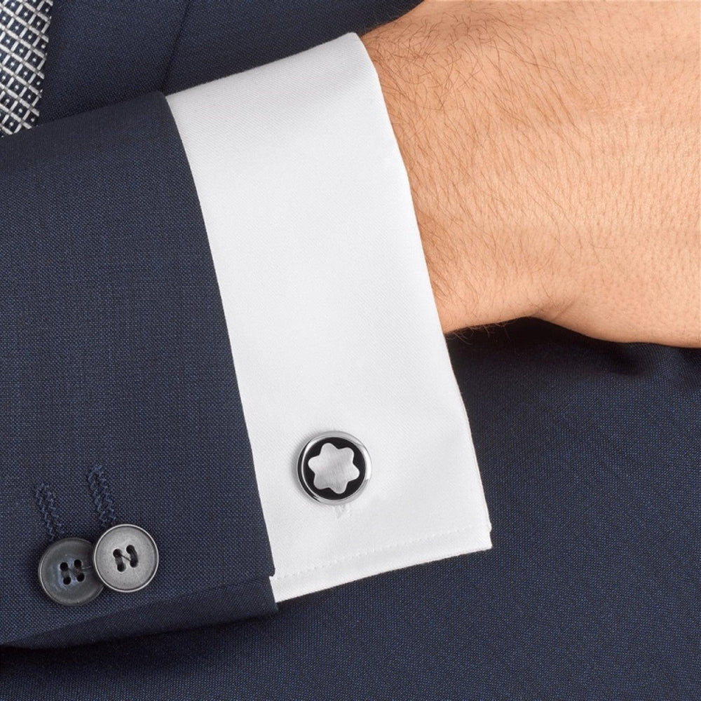 Stalowe spinki do mankietów Montblanc Star 116661 - Biżuteria Capodagli