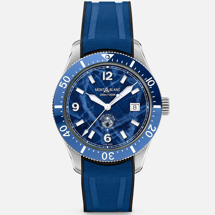 Hodinky Montblanc 1858 Ice Sea Automatic Date 41mm modrá automatická ocel 129370 - Capodagli 1937