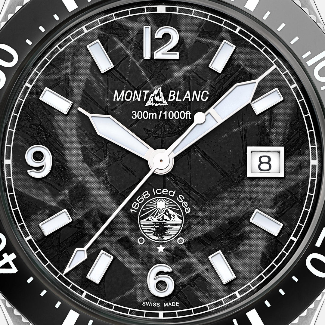 Relógio Montblanc 1858 Ice Sea Data Automático 41mm preto aço automático 129372 - Capodagli 1937