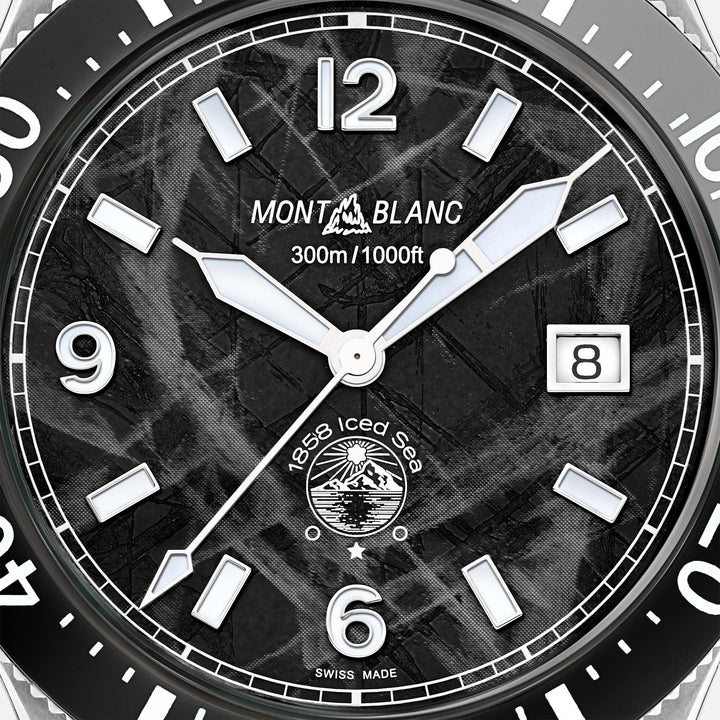 Relógio Montblanc 1858 Ice Sea Data Automático 41mm preto aço automático 129372 - Capodagli 1937