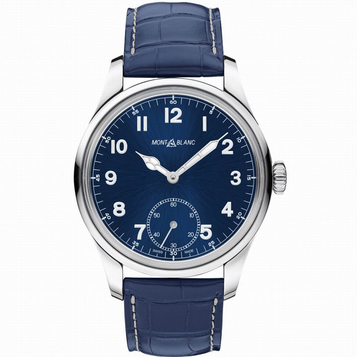 Hodinky Montblanc 1858 Manual Small Second 44mm modrá manuální natahovací ocel 113702 - Gioielleria Capodagli