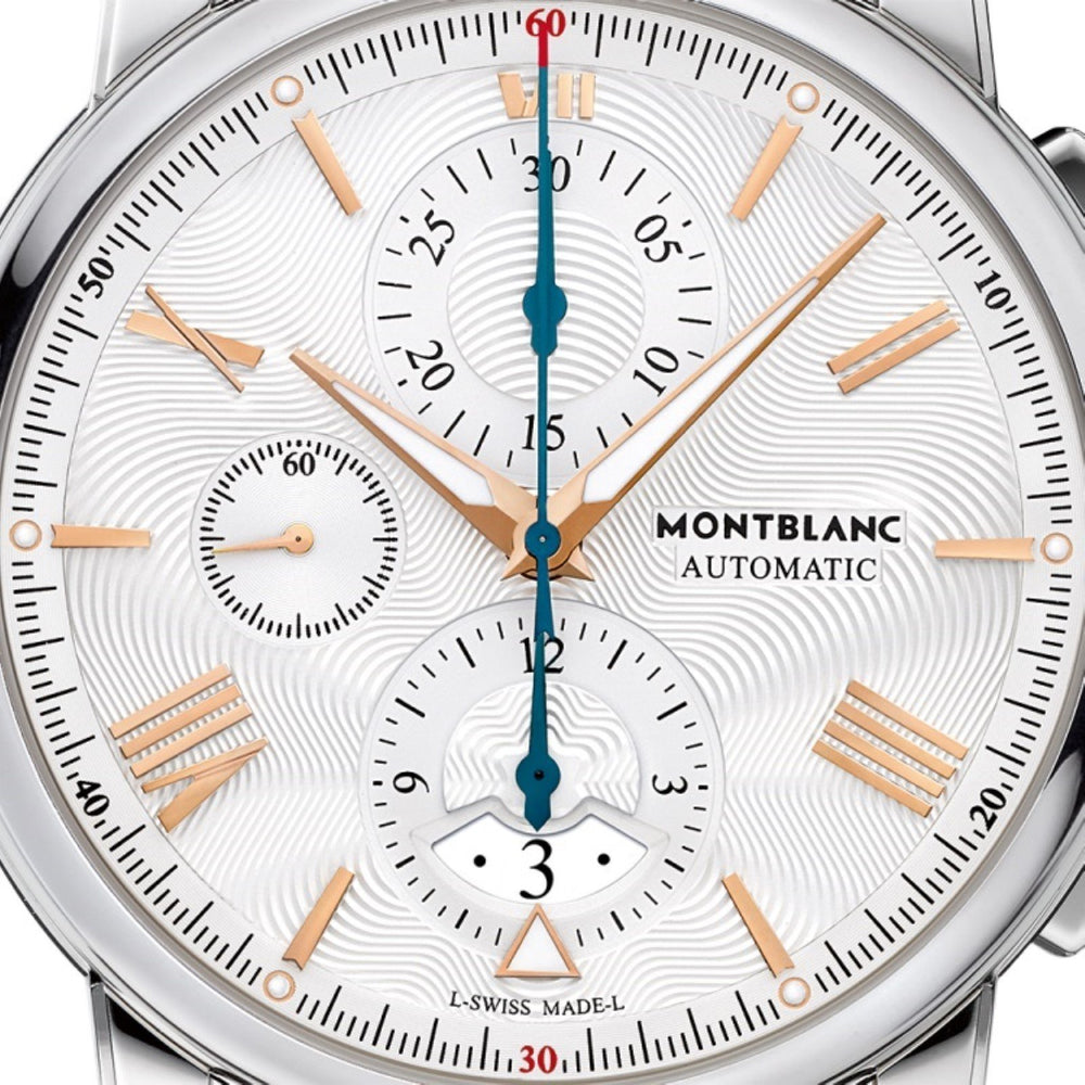 Montblanc Uhr 4810 Chronograph 43 mm Automatik Silber Stahl 114856 – Capodagli Schmuck