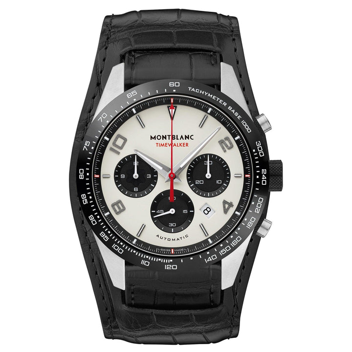 Montblanc Timewalker Chronograph ur 43mm automatisk sølv stål sort keramik 118489 - Gioielleria Capodagli
