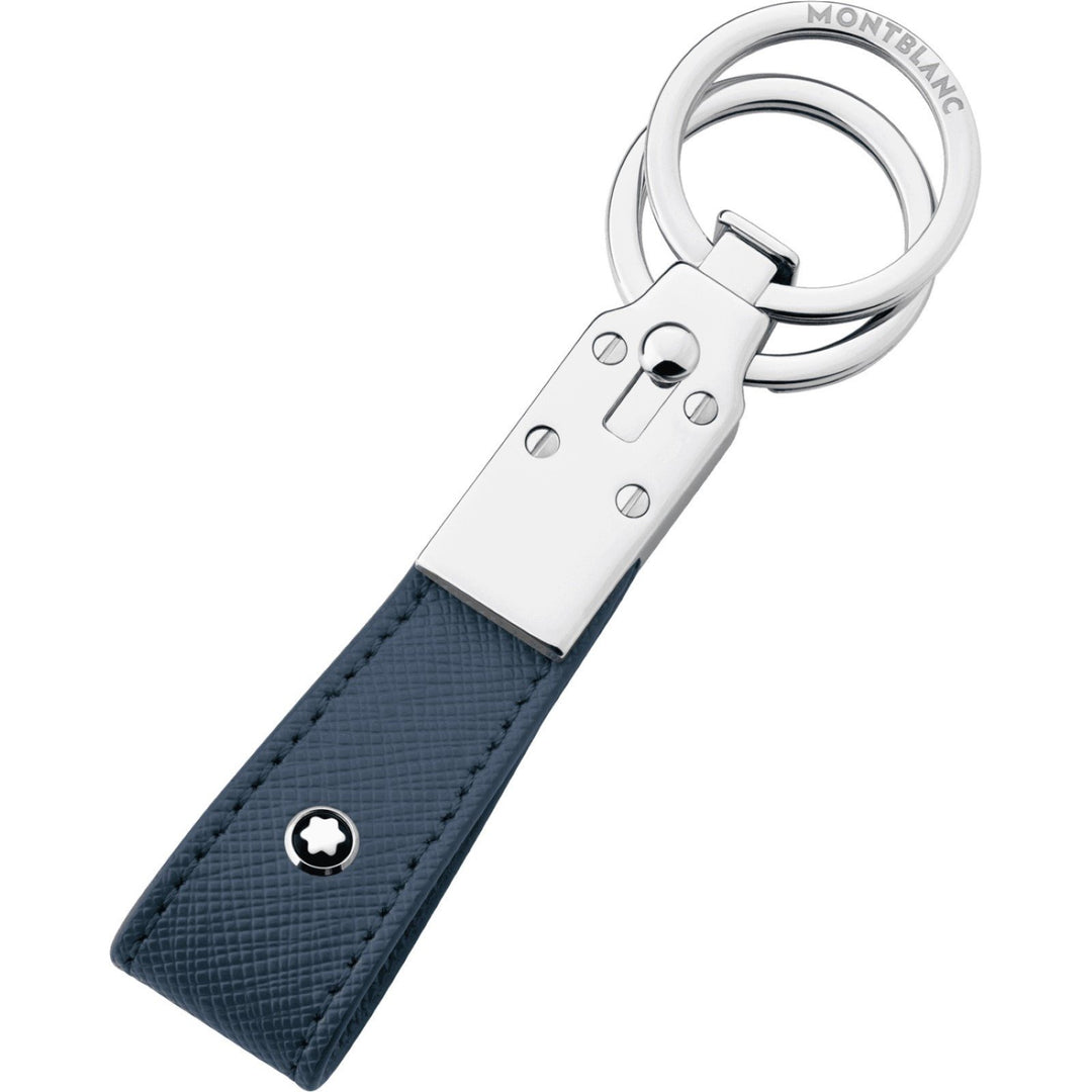 Montblanc sleutelhanger met kleermakerslus indigoblauw 114629 - Capodagli Jewellery
