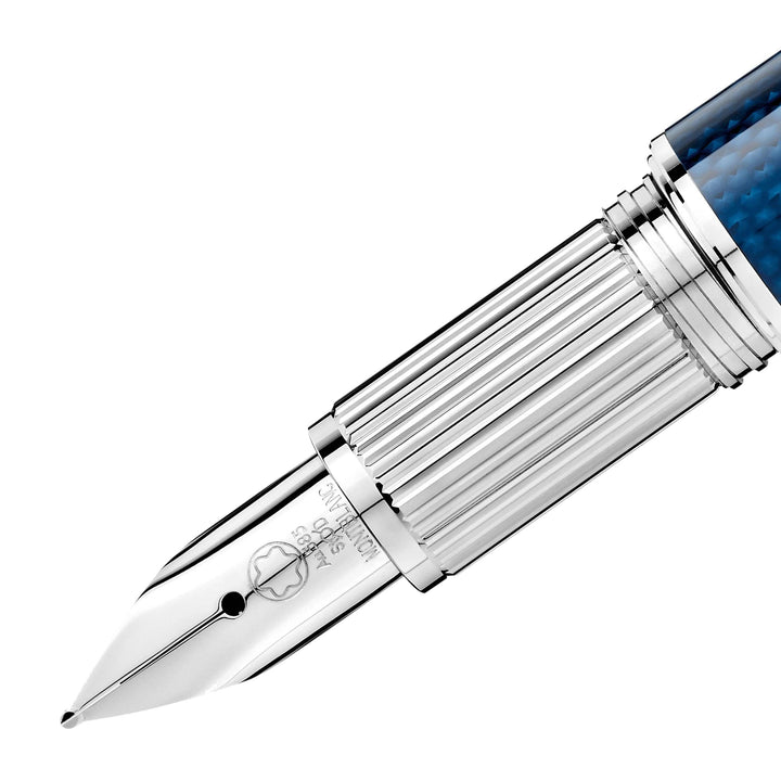 Montblanc fyldepen StarWalker Blue Planet Metal Doué stål blå harpiksspids M 125284 - Gioielleria Capodagli