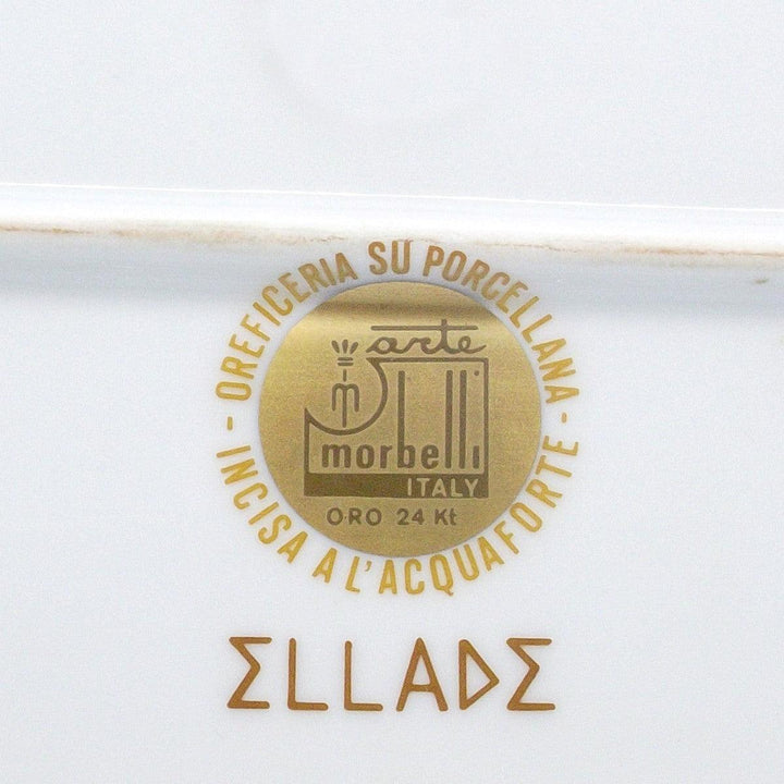 Bandeja de ourives Morbelli Itália sobre porcelana 15x32cm gravada com decoração em ouro puro A-FRO19-W - Gioielleria Capodagli