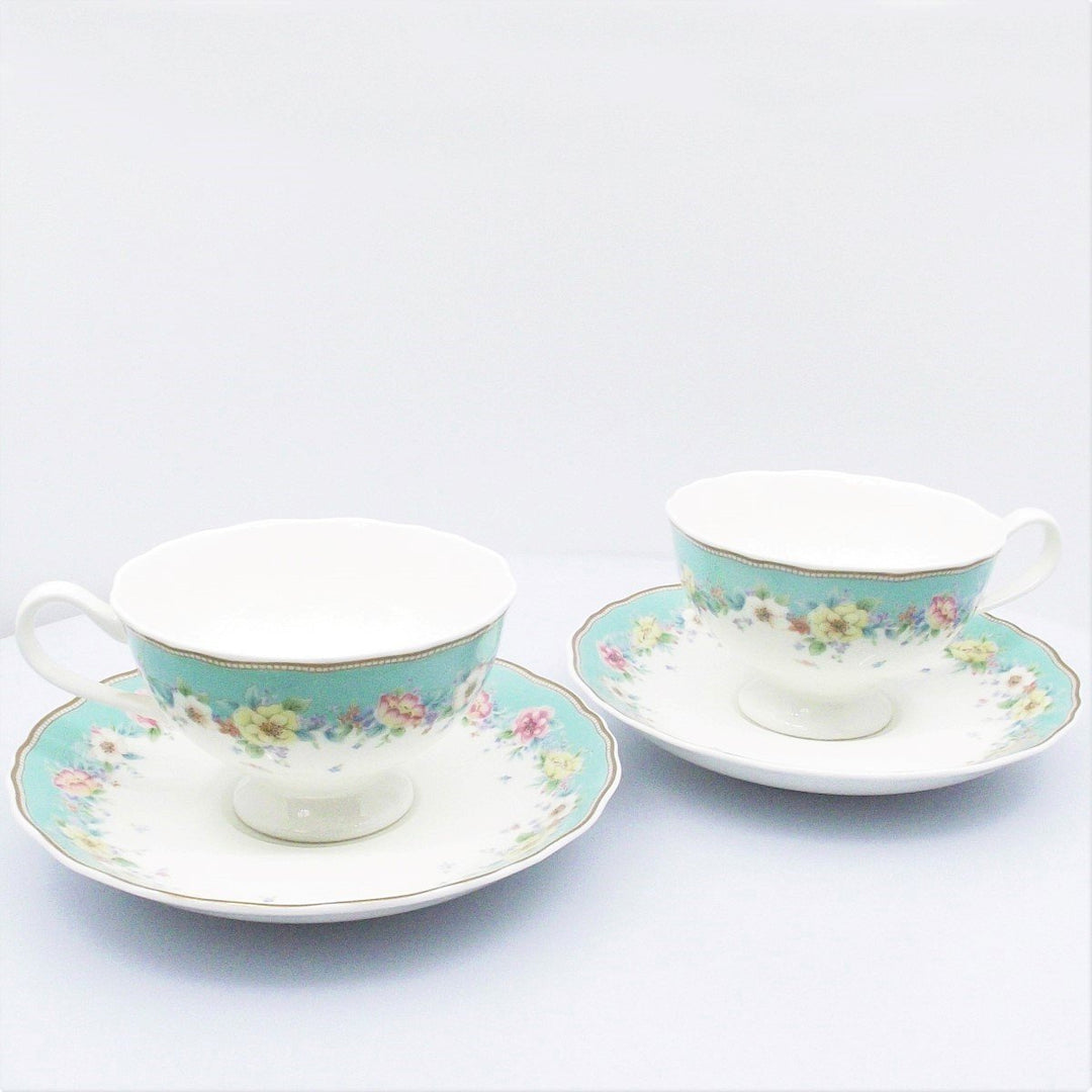 Narumi servies 2 theekopjes Bone China porselein gouden afwerking A/K79/B - Gioielleria Capodagli
