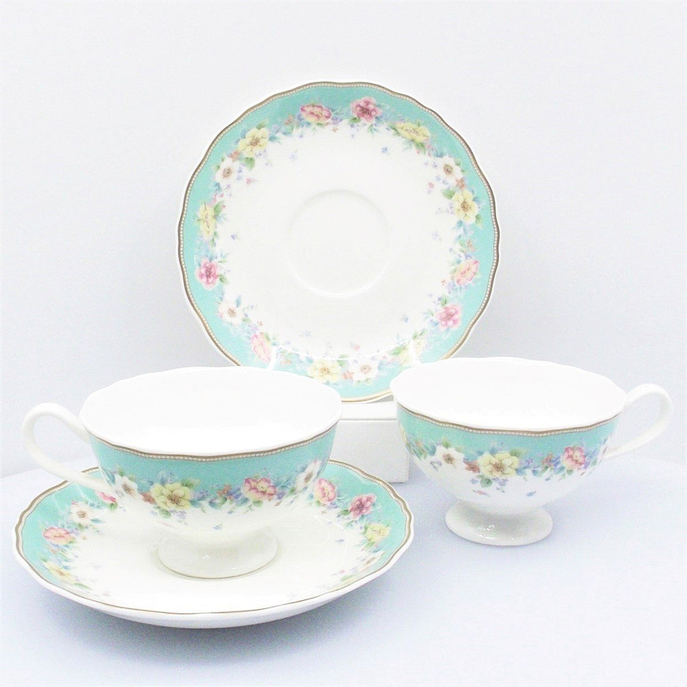 Narumi servies 2 theekopjes Bone China porselein gouden afwerking A/K79/B - Gioielleria Capodagli
