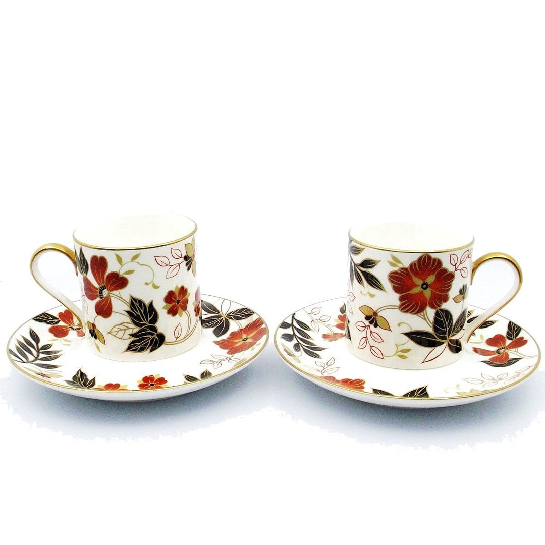 Narumi zestaw 2 filiżanek do kawy z porcelany Bone China ze złotymi wykończeniami A/1404 - Gioielleria Capodagli