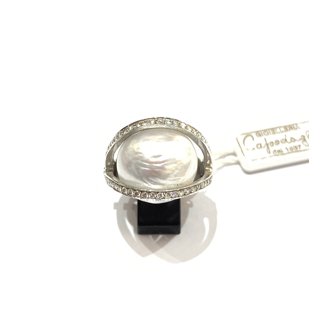 NIMEI RING HVID GULD AUSTRALISKE PERLE OG DIAMANTER - Capodagli smykker