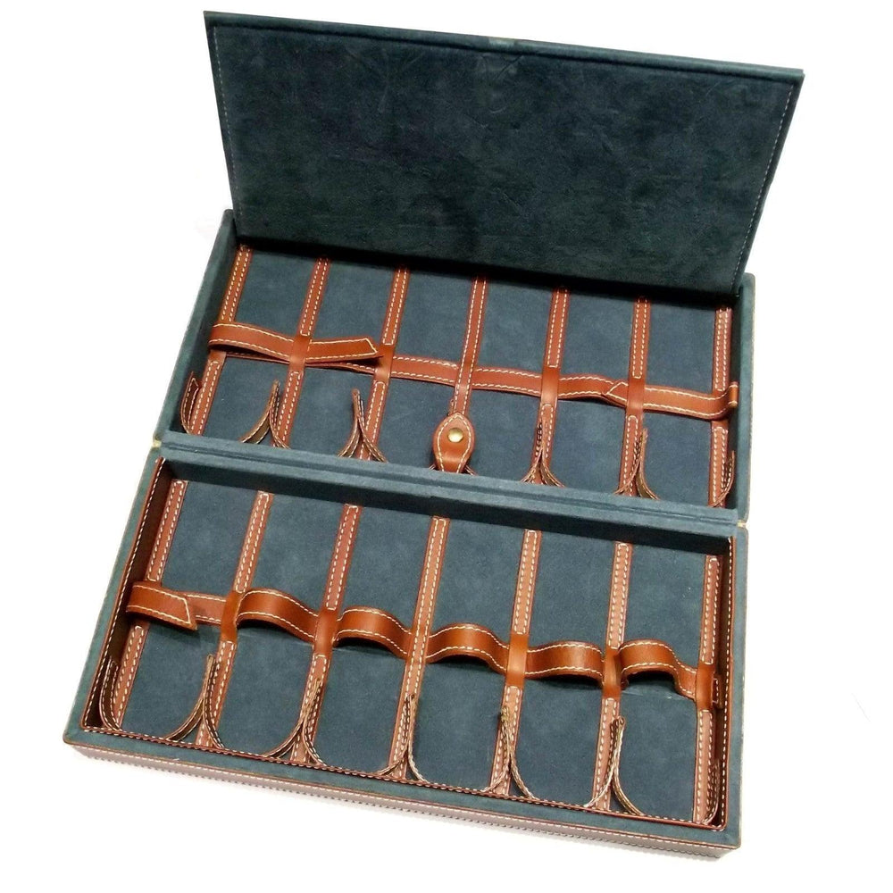 Officina Italia box för 12 bruna läderklockor 0FF.03 - Gioielleria Capodagli