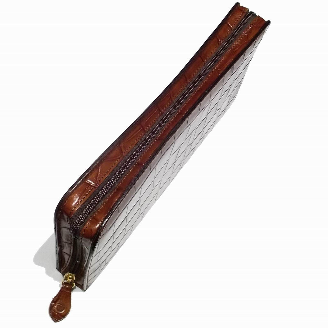 Officina Italia æske til 12 ure i brunt krokodilleprint læder 0FF.01 - Gioielleria Capodagli