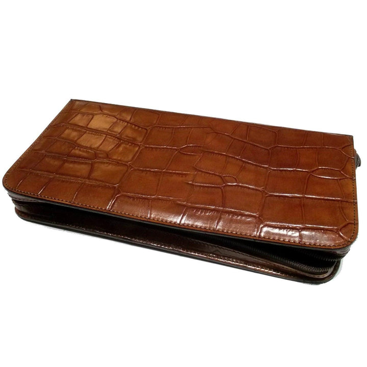 Officina Italia æske til 12 ure i brunt krokodilleprint læder 0FF.01 - Gioielleria Capodagli