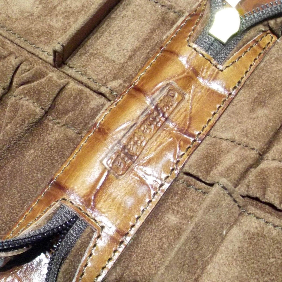 Officina Italia box för 4 klockor i brunt läder med krokodiltryck 0FF.07 - Gioielleria Capodagli