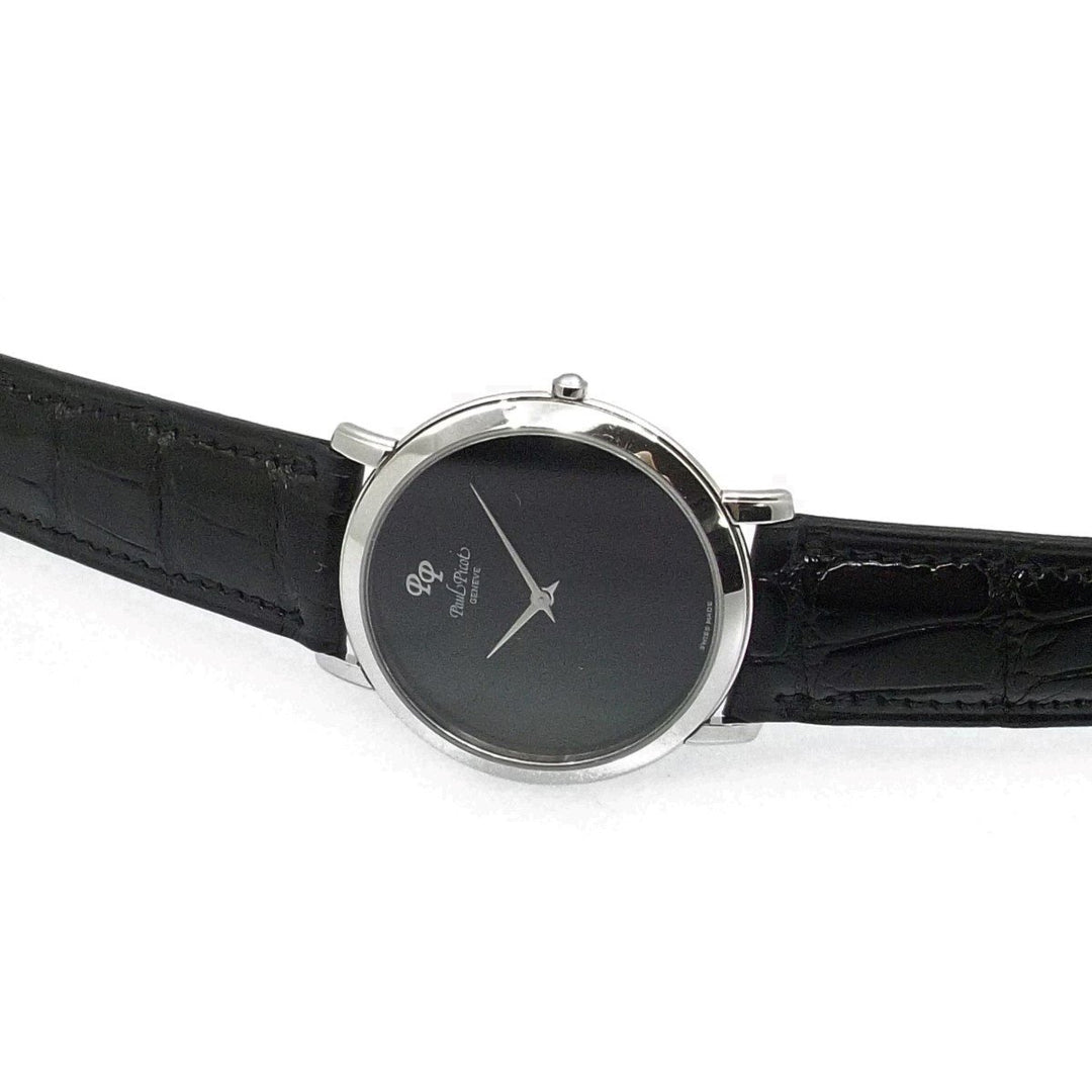 Damski zegarek Paul Picot Atelier czarny 35 mm stalowy kwarcowy pasek ze skóry aligatora 004007 - Gioielleria Capodagli