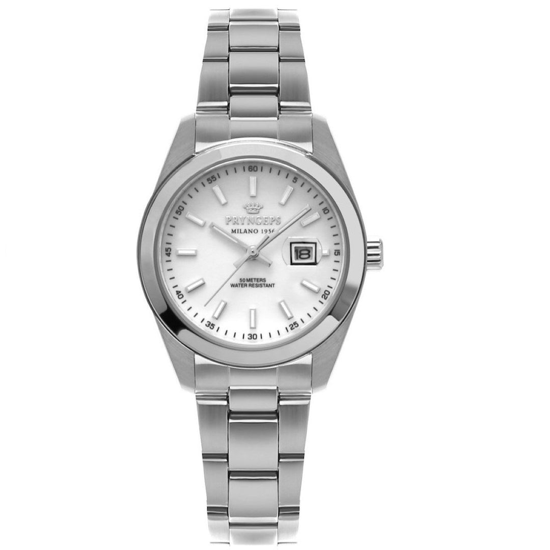 Relógio Pryngeps RT Collection 32 mm quartzo de aço feminino A1056 BRANCO - Joias Capodagli
