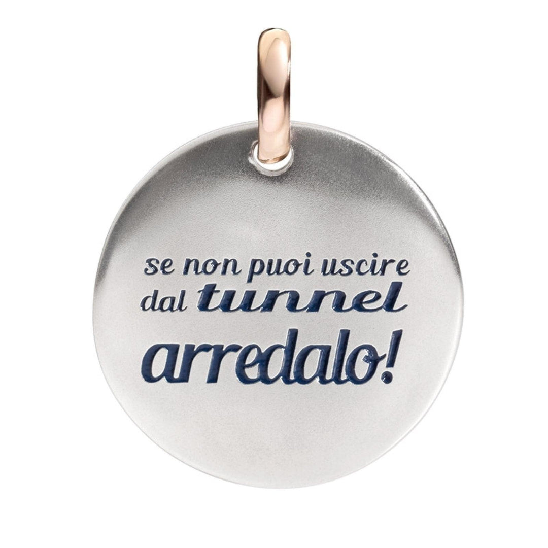 Queriot duża moneta wisiorek Jeśli nie możesz wyjść z tunelu Arredalo srebro 925 9-karatowe złoto F14A03M5349 - Gioielleria Capodagli