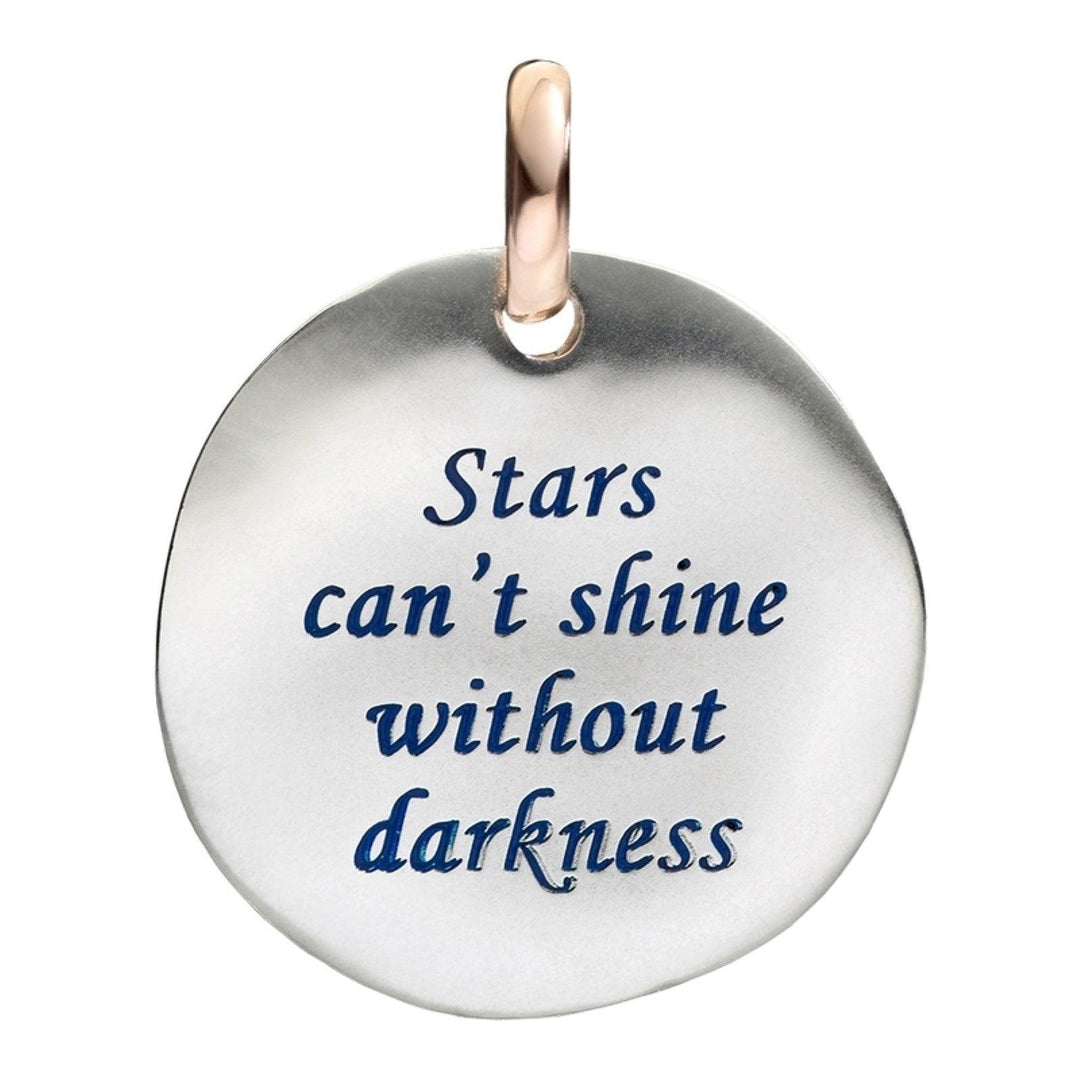 Queriot duża moneta wisiorek Gwiazdy nie mogą świecić bez ciemności srebro 925 9-karatowe złoto F12A03M0518 - Gioielleria Capodagli