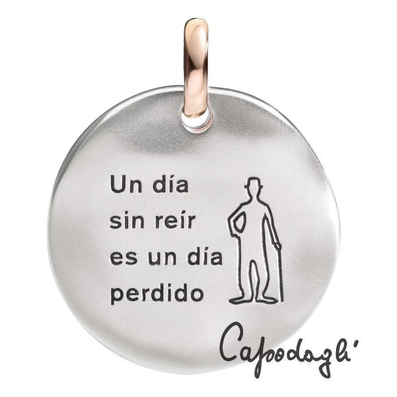 Queriot duża moneta wisiorek Un Dia Sin Reir Es Un Dia Perdido srebro 925 9-karatowe złoto F13A03M9021 - Gioielleria Capodagli