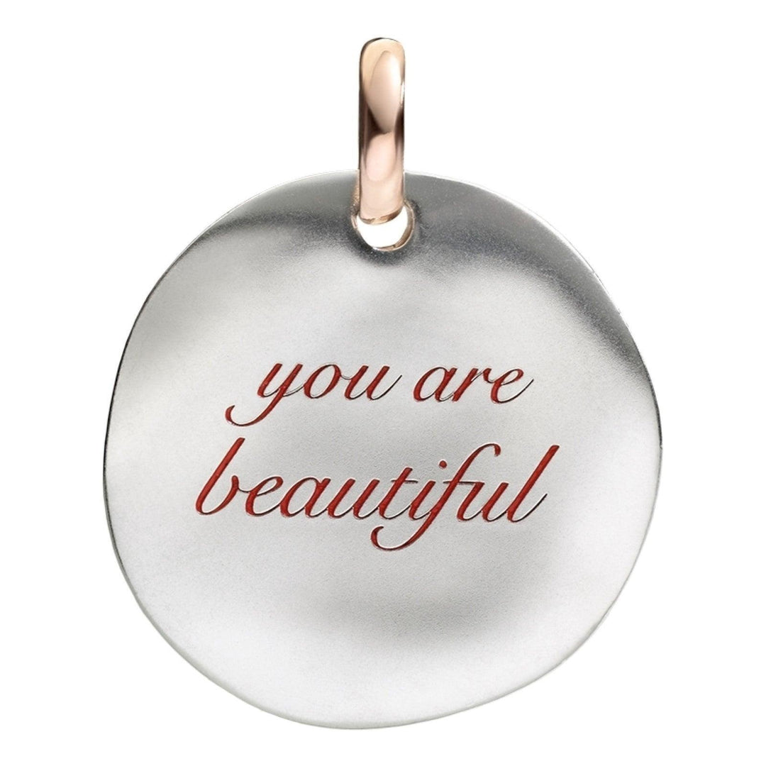 Queriot duża moneta wisiorek You Are Beautiful srebro 925 9-karatowe złoto F12A03M0112 - Gioielleria Capodagli