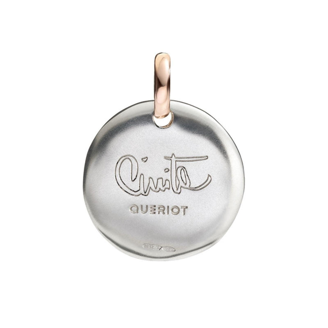 Queriot Be Grateful petit pendentif pièce argent 925 or 9 carats F13A03S4706 - Gioielleria Capodagli