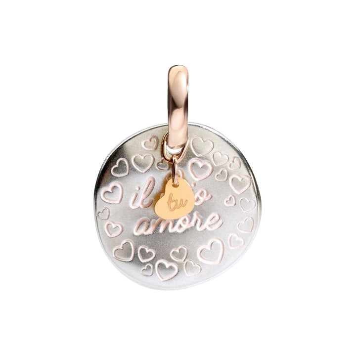 Queriot lille møntvedhæng You My Love sølv 925 9kt guld F16A03T1301 - Gioielleria Capodagli