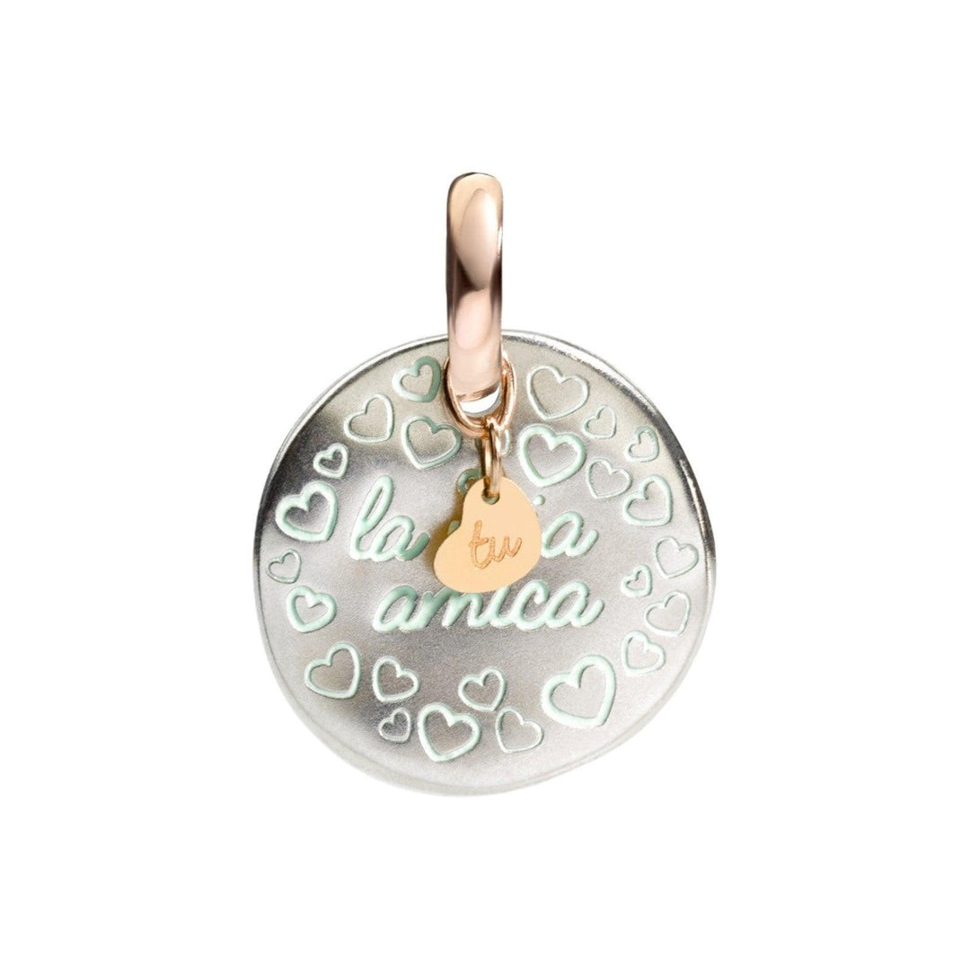 Queriot kleiner Münzanhänger Tu La Mia Amica Silber 925 9kt Gold F16A03T6002 - Gioielleria Capodagli